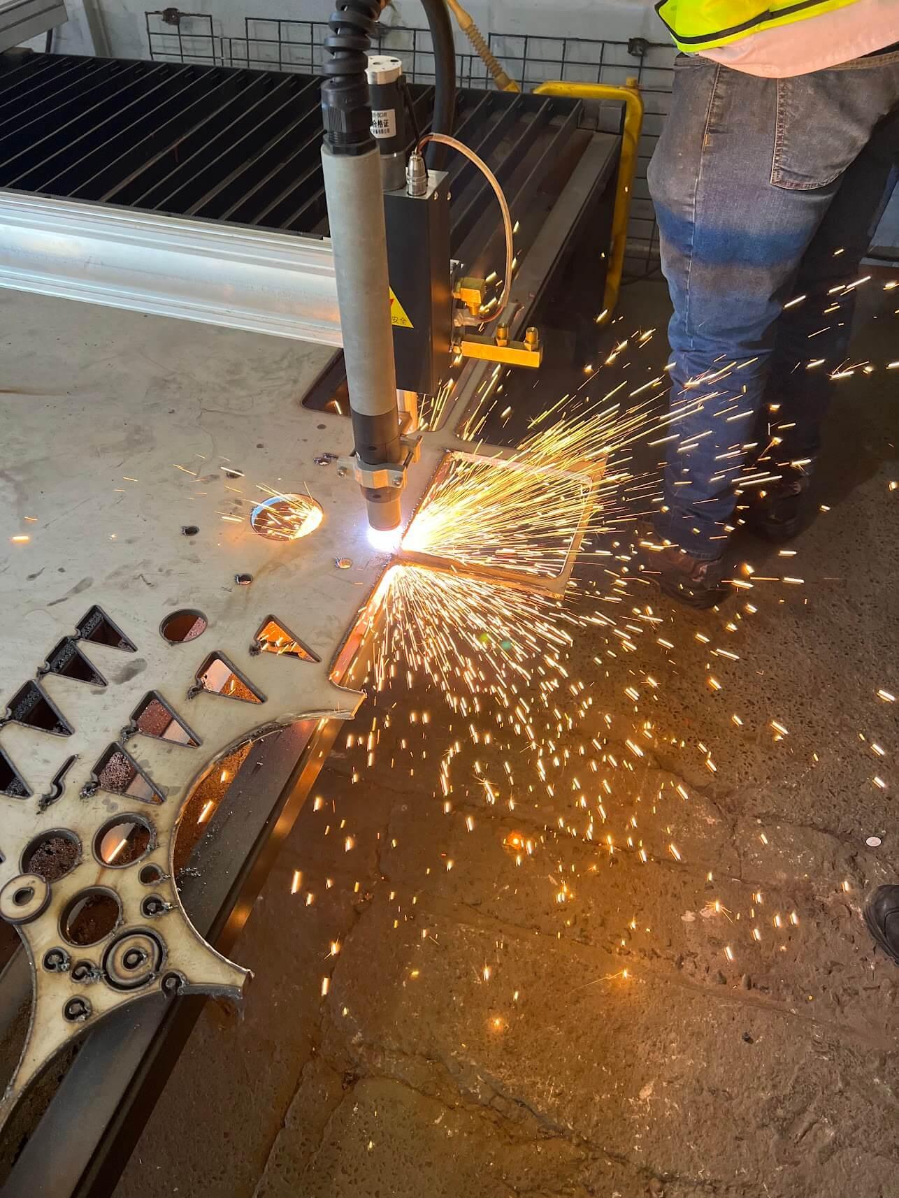 CNC cutting a 10mm stainless steel plate in Cape Town