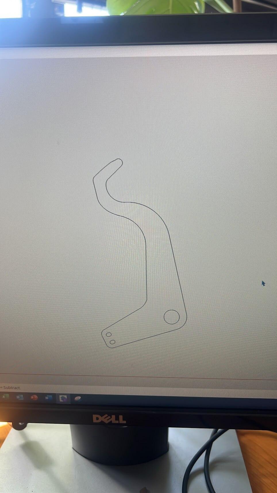 Drawing for an MFT CNC cut 10mm stainless steel bracket in Cape Town